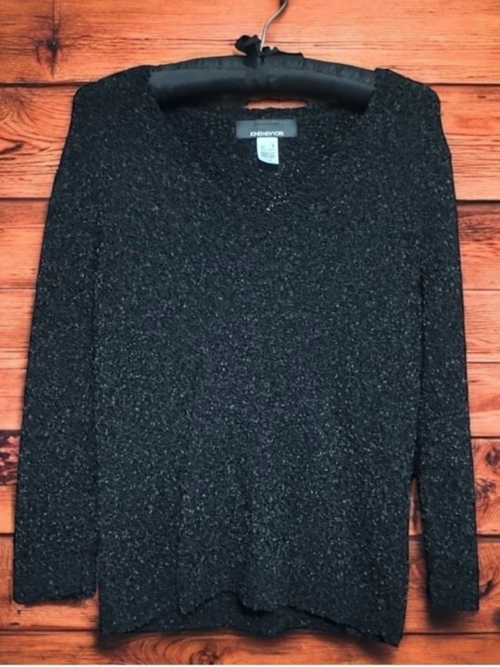 JONES NEW YORK TEXTURED BLACK SWEATER SIZE MEDIUM